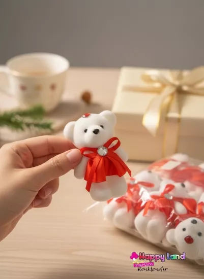 Happyland 1 Adet Strafor Ayıcık 12 cm Kırmızı Çiçek Dekor 14 Şubat Arajman