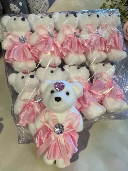 Happyland Strafor Ayıcık 12 cm Pembe 10 adet Çiçek Dekor 14 Şubat Arajman Aksesuar