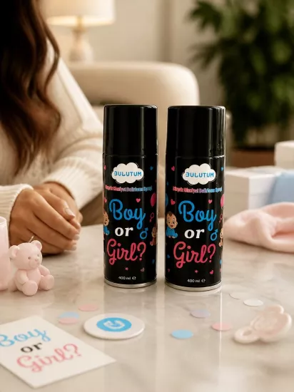 Happyland Cinsiyet Belirleme Spreyi Pembe Renk Boy or Girl, Kız Bebek İçin Cinsiyet Partisi Özel Efekt, Cinsiyet Tüpü 400 ml