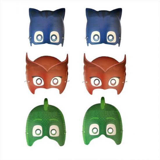 Pj Masks Pijamaskeliler Doğum Günü Temalı Kağıt Maske - 6 Adet