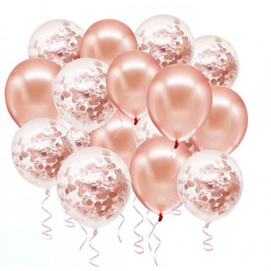 Rose Gold Konfetili Balon Seti - 20 Adet