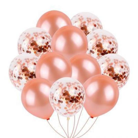 Rose Konfetili Balon Set 10 Adet