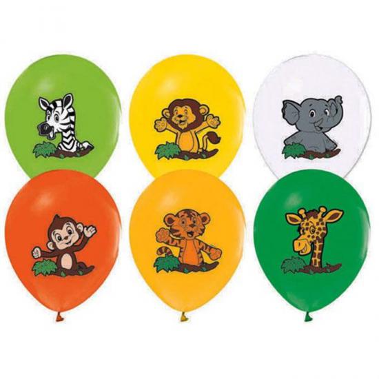 Safari Sevimli Hayvanlar Baskılı Balon - 7 Adet