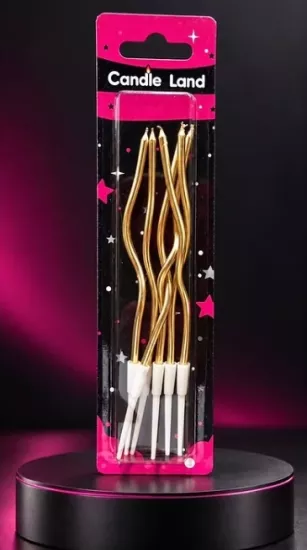 Candle Land 5’li Gold Kıvrımlı Pasta Mumu
