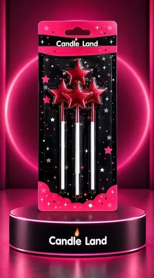 Candle Land 4’lü Metalik Yıldız Pasta Mumu