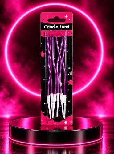 Candle Land 6’li Mor Kıvrımlı Pasta Mumu