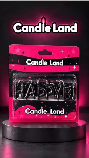 Candle Land Happy Birthday Yazılı Pasta Mumu
