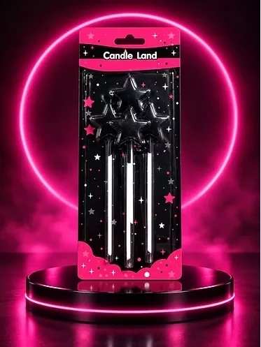 Candle Land 4’lü Metalik Yıldız Pasta Mumu