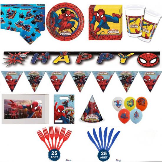Spiderman Temalı Doğum Günü Parti Seti 24 Kişilik