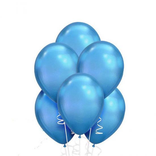 50 Adet Mavi Krom Metalik Balon