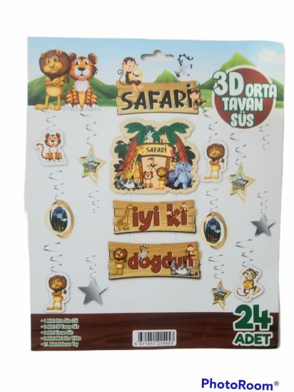 Happyland Safari Konsept 24 Lü 3D Orta Tavan Süs 