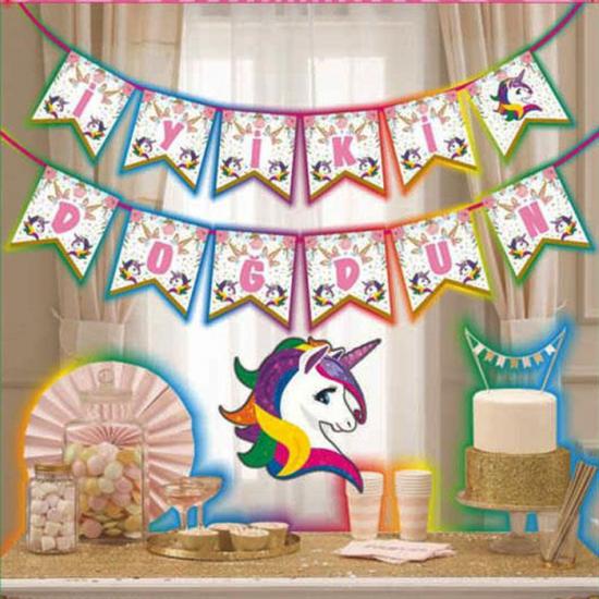 Unicorn Simli İyi ki Doğdun Banner - 220 cm