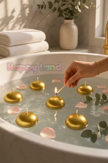 Yüzen Su Mumu Gold Renk 6;’lı C45 Dekoratif Su Üstü Mum Seti