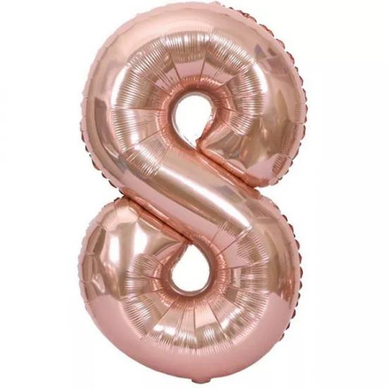 Happyland 8 Rose Gold Rakam Folyo Balon 100 Cm