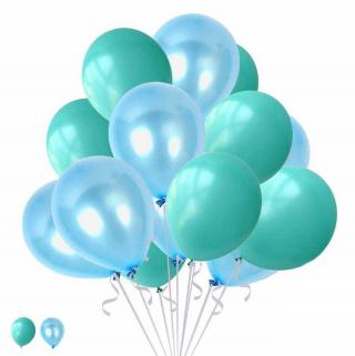 15 Mavi 15 Mat Mint Yeşili Konsept Balonlar Metalik