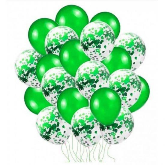 Yeşil Konfetili Balon Set 20 Adet