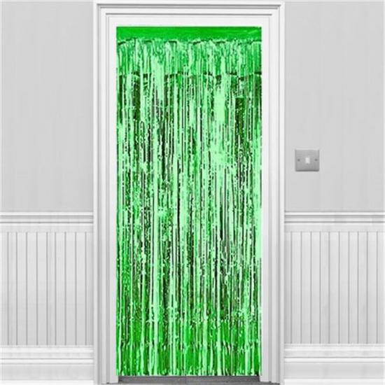 Yeşil Parlak Püsküllü Kapı Perdesi