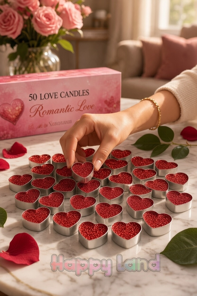 50 Adet Simli Kalpli Mum Kırmızı Tealight Mum C49 Sevgili Özel Gün Doğum Günü Evlilik Teklifi Yıl Dönümü