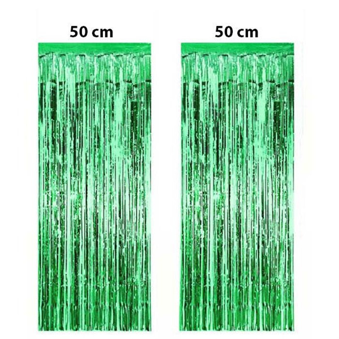 Yeşil Işıltılı Püsküllü Arka Fon Perdesi - 100 x 230 cm