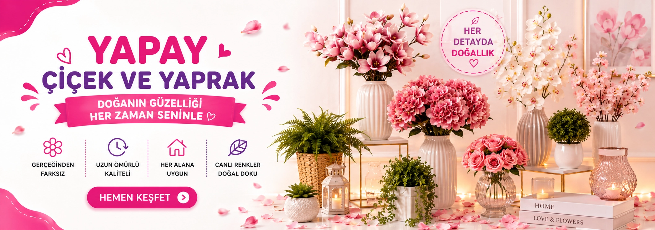 Yapay Çiçek Ve Yapraklar